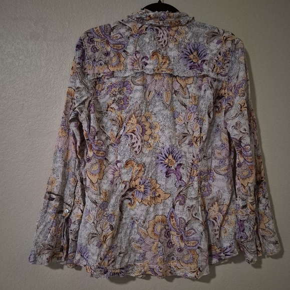 Cino Cotton Floral Blouse With Ruffled Collar And Neck Tie - Picture 7 of 7